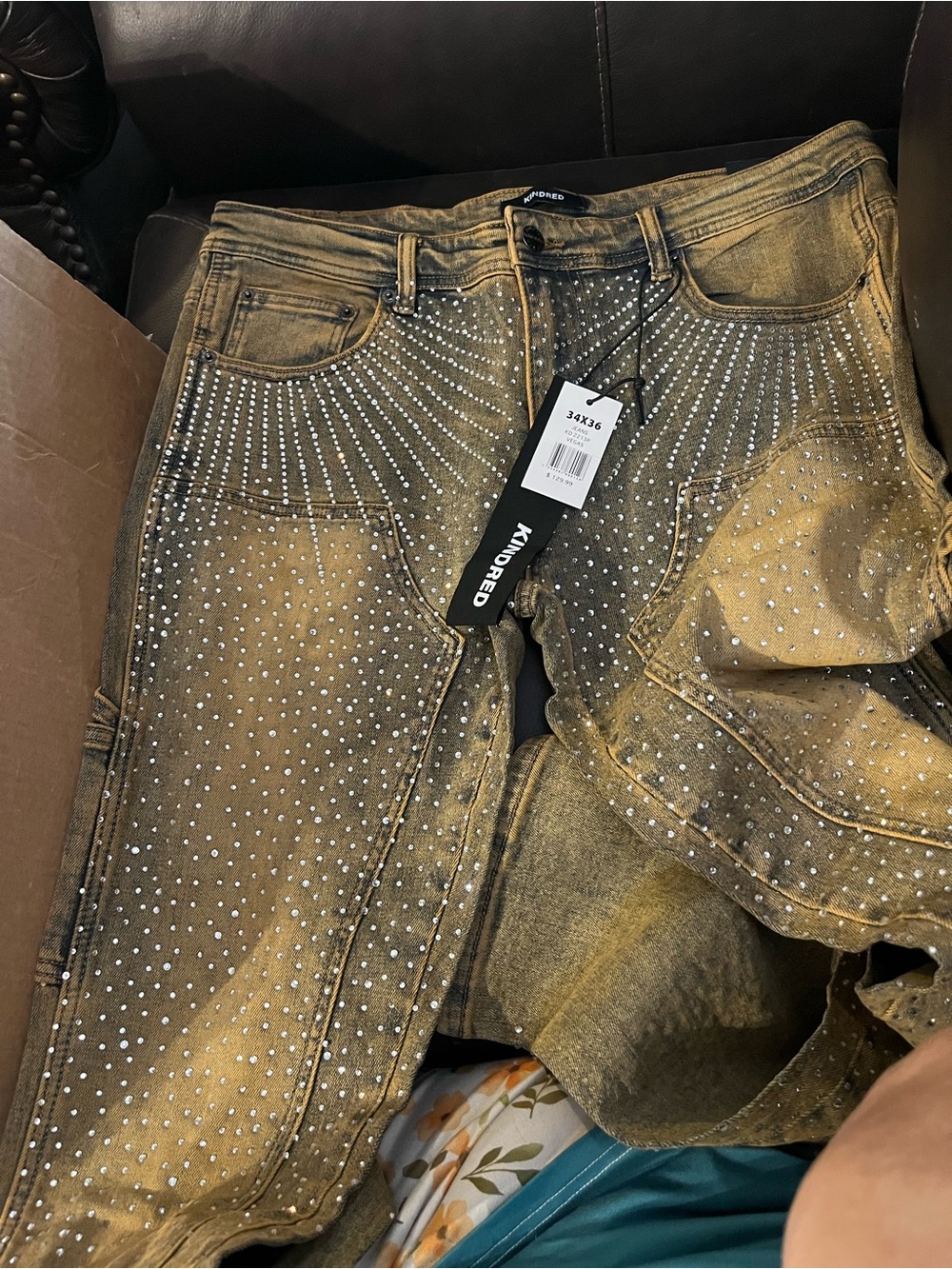 Kindred Denim Vegas Stack Fit Rhinestone Jeans 34x36 NWT Bling Stacked Jeans